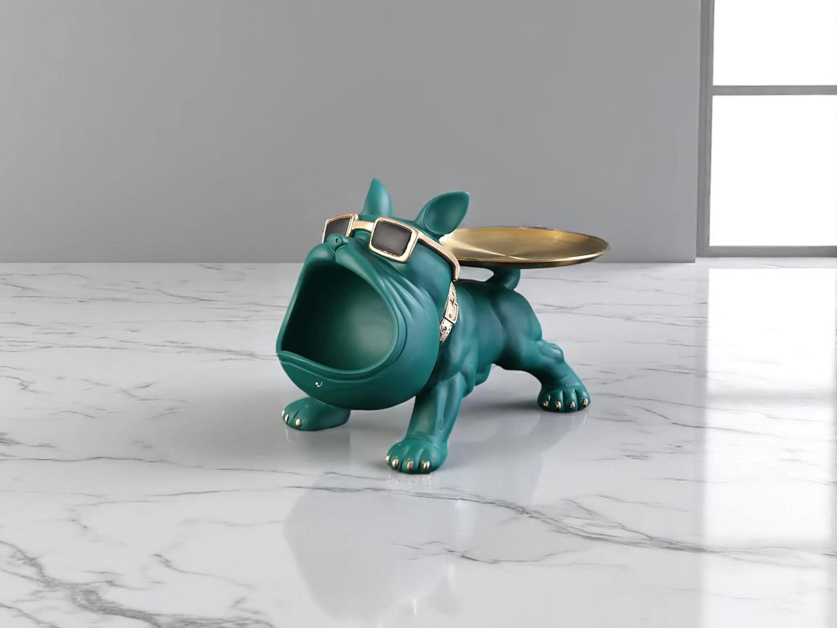 Bulldog Resin Desk Organizer, Catchall Tray for Sunglasses, Jewelry, Accessories, Office Storage