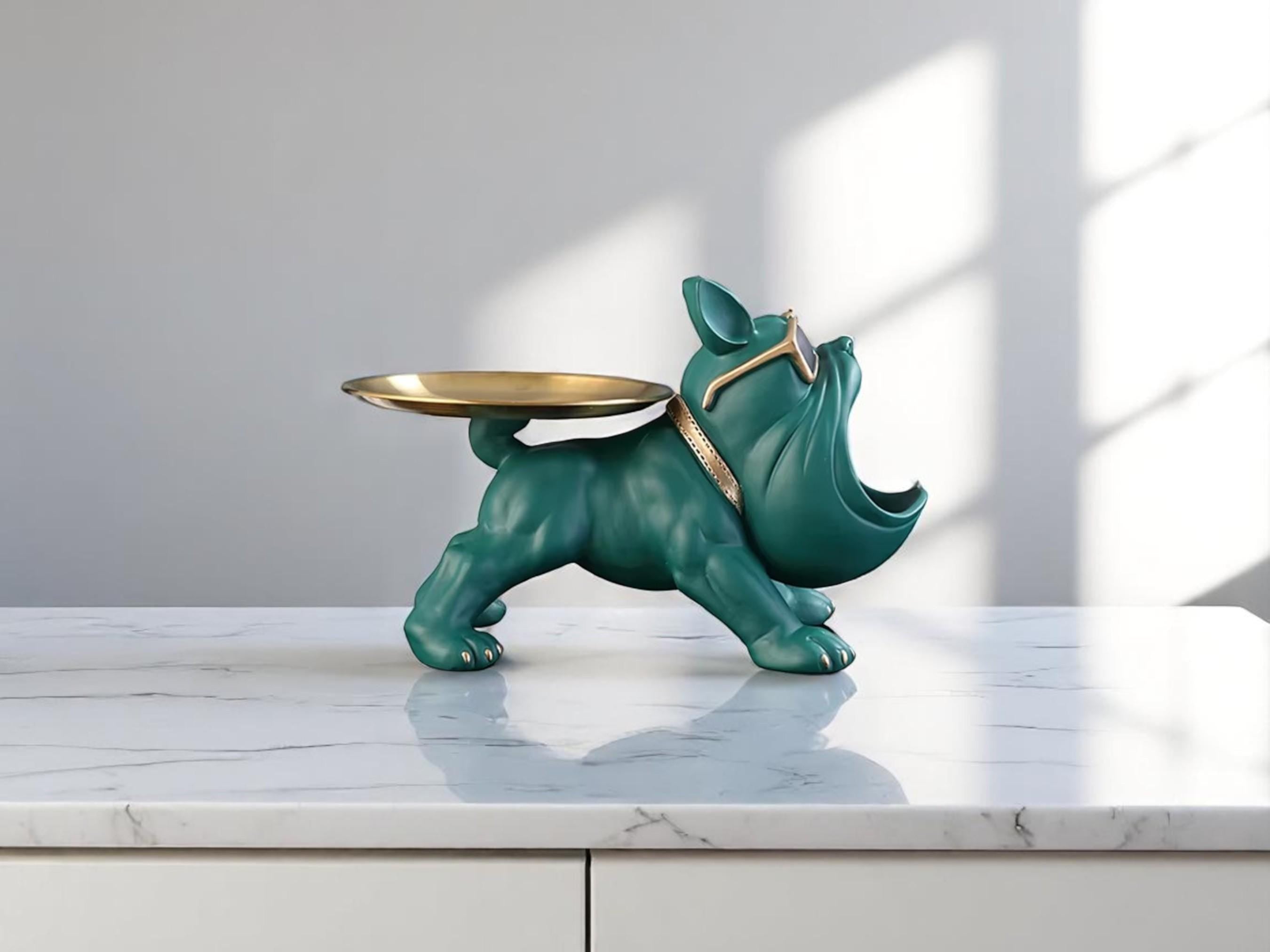 Bulldog Resin Desk Organizer, Catchall Tray for Sunglasses, Jewelry, Accessories, Office Storage