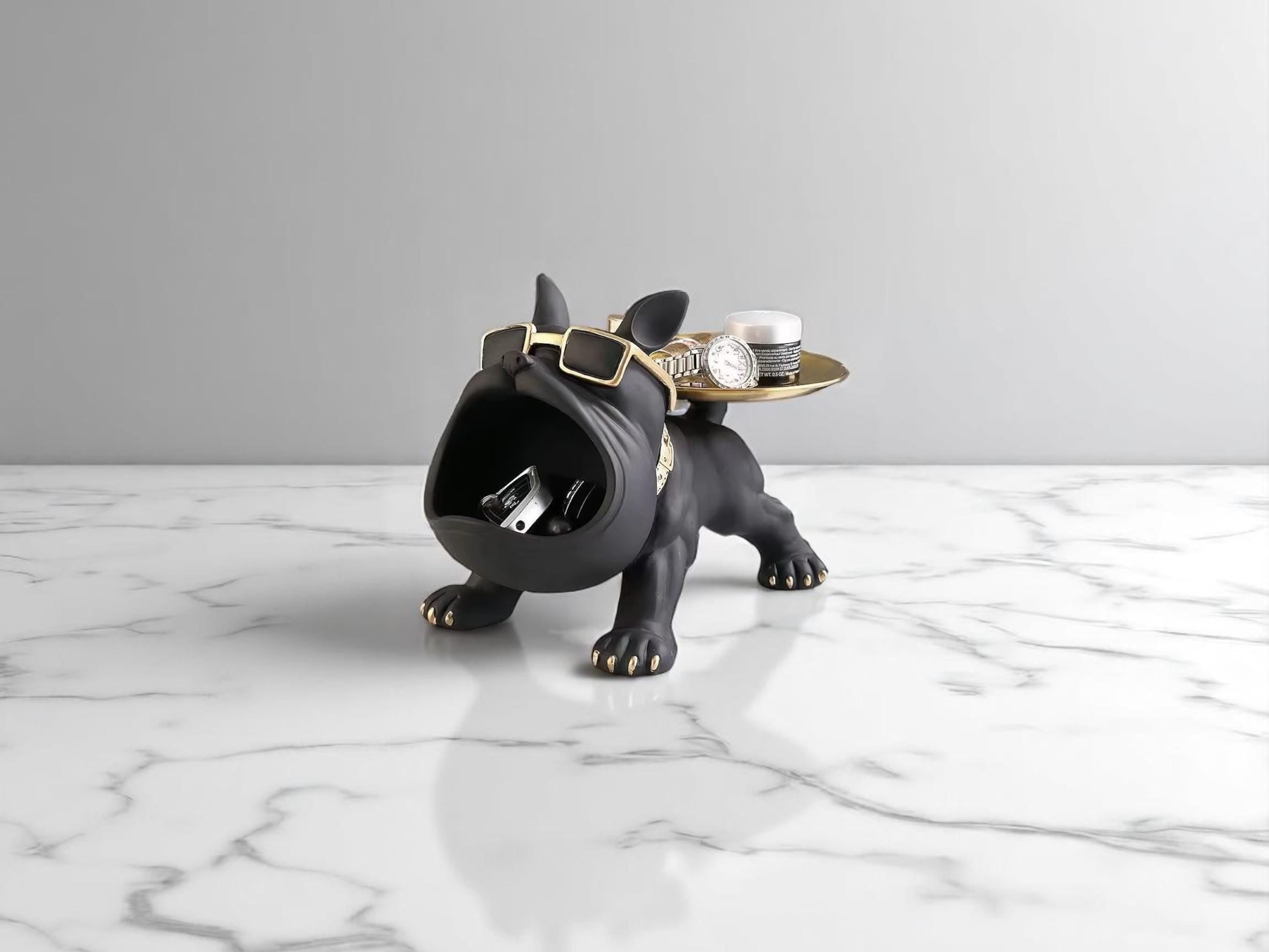 Bulldog Resin Desk Organizer, Catchall Tray for Sunglasses, Jewelry, Accessories, Office Storage