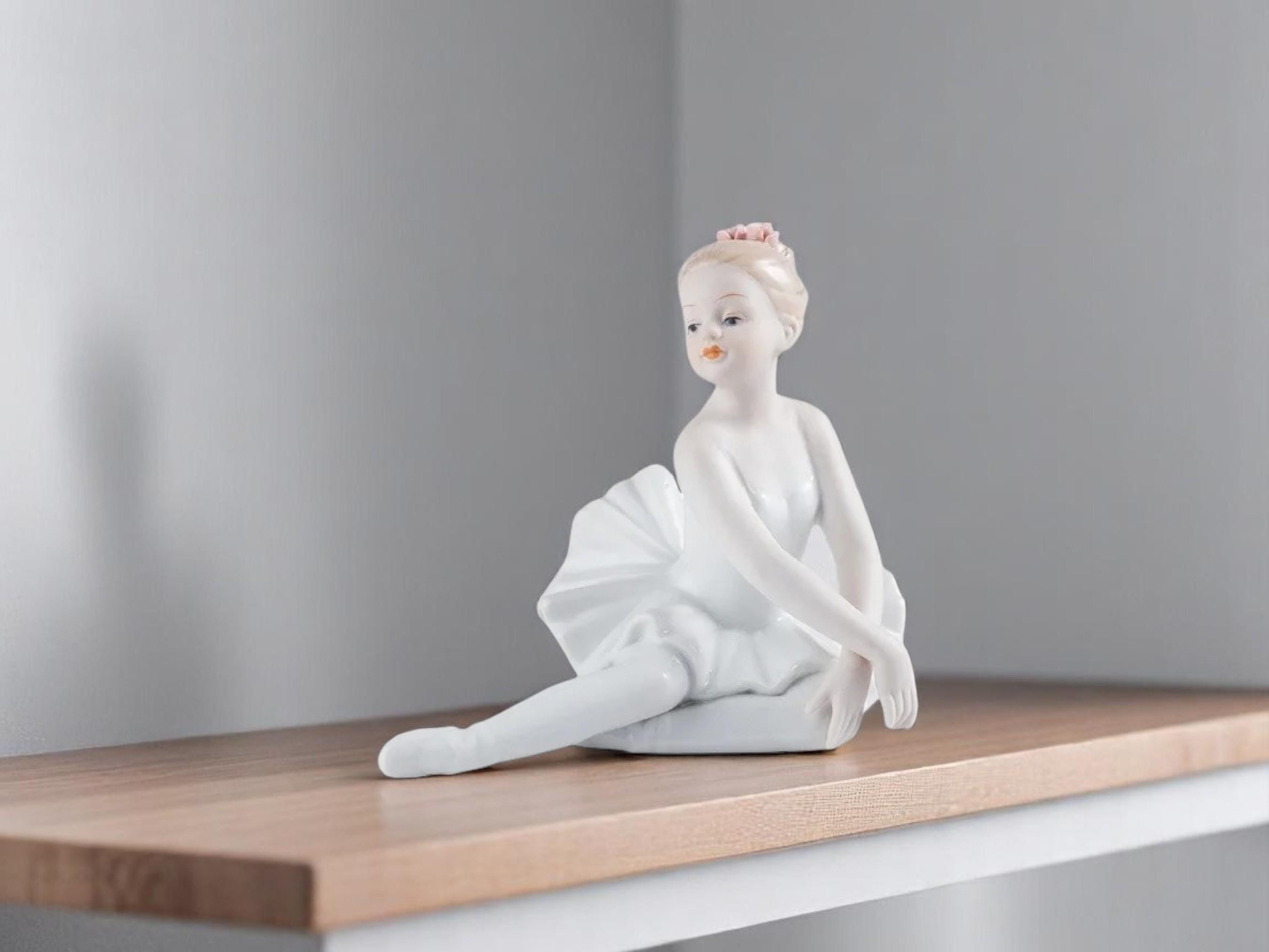 Elegant Ceramic Ballerina Figurine: Ballet Girl Statue, Bedroom and Shelf Decor
