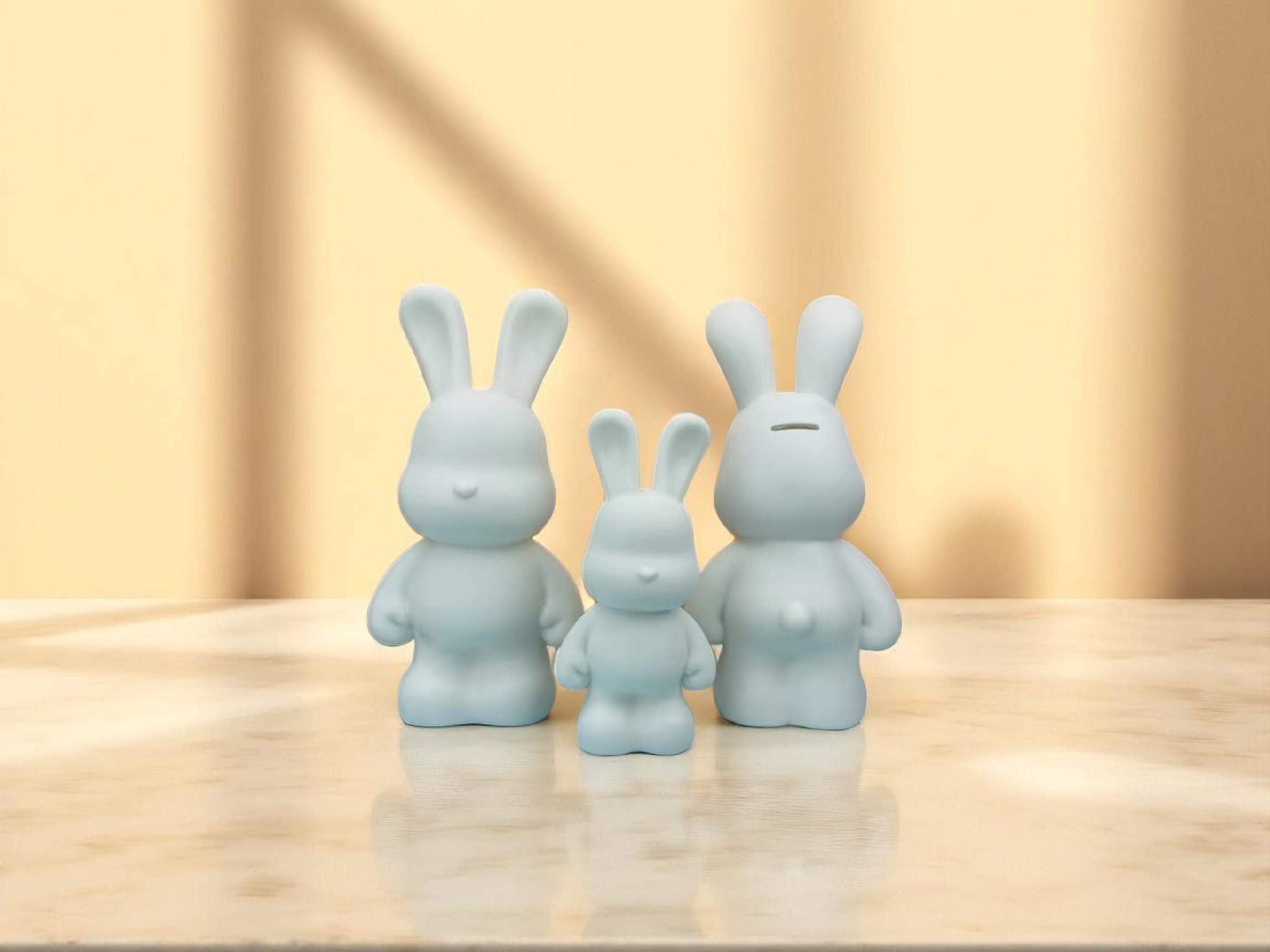 Vinyl Rabbit Bear Figurine, DIY Animal Craft, Modern Home Decor