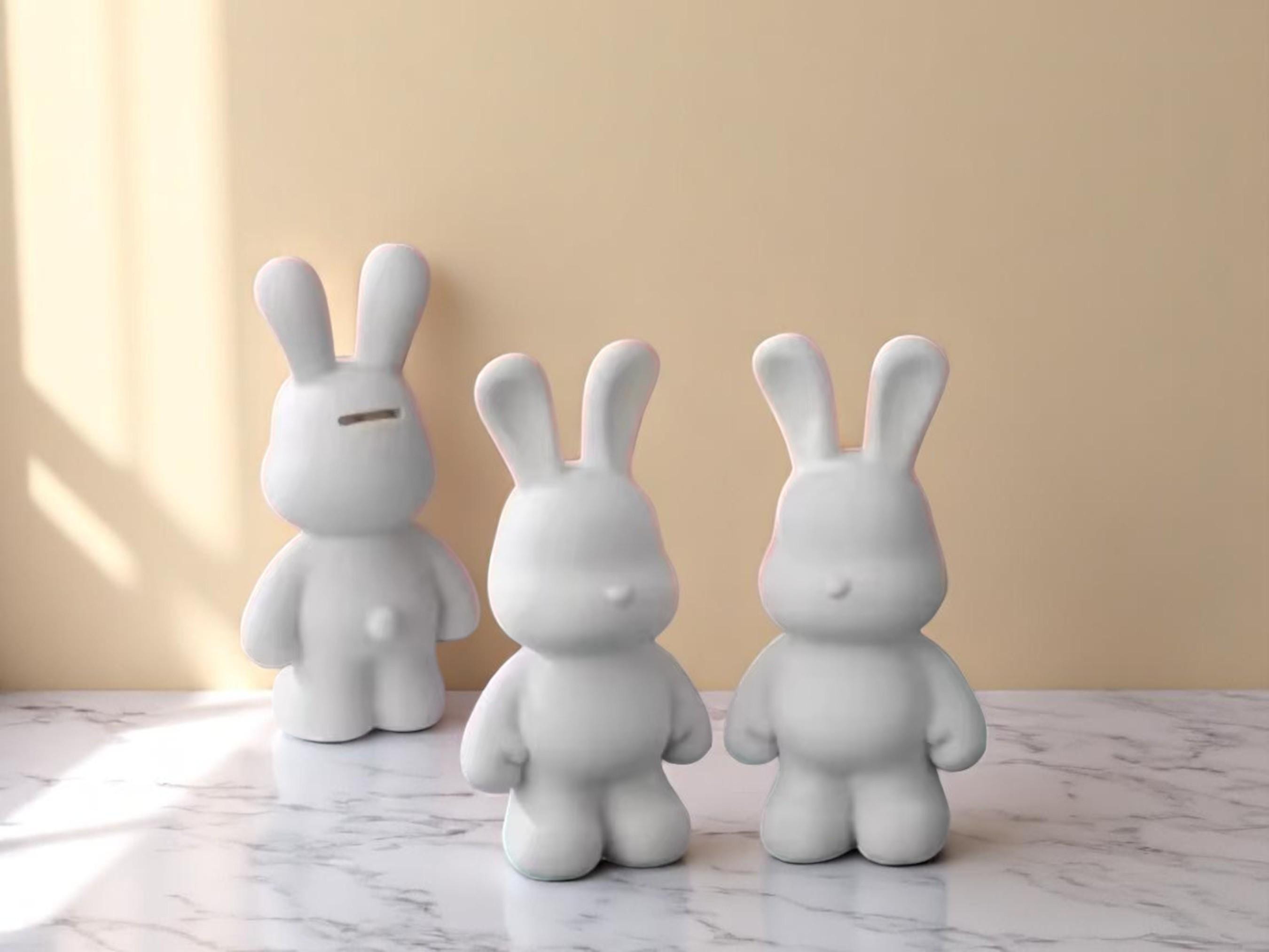 Vinyl Rabbit Bear Figurine, DIY Animal Craft, Modern Home Decor