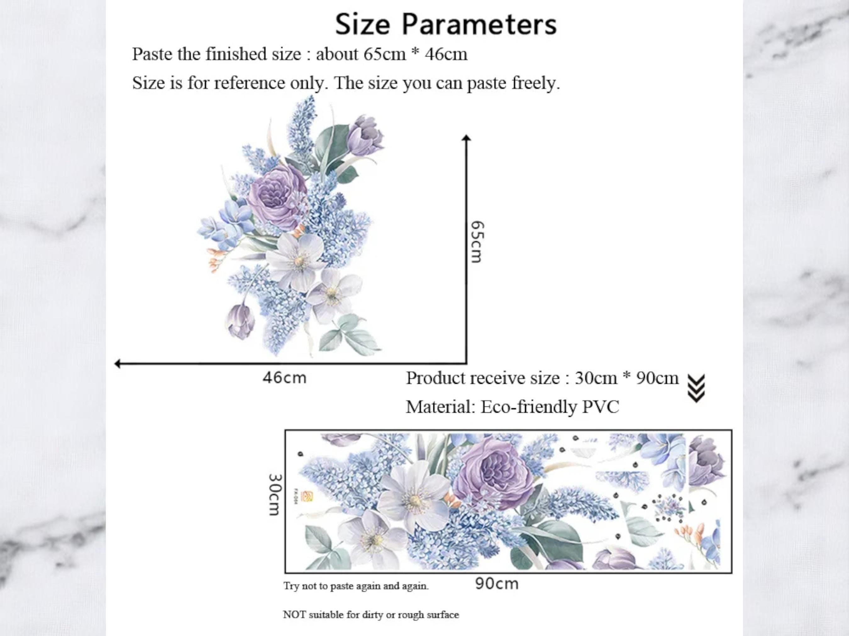 Watercolor Floral Wall Decals, Pastel Flower Mural for Living Room, Boho Nursery Decor