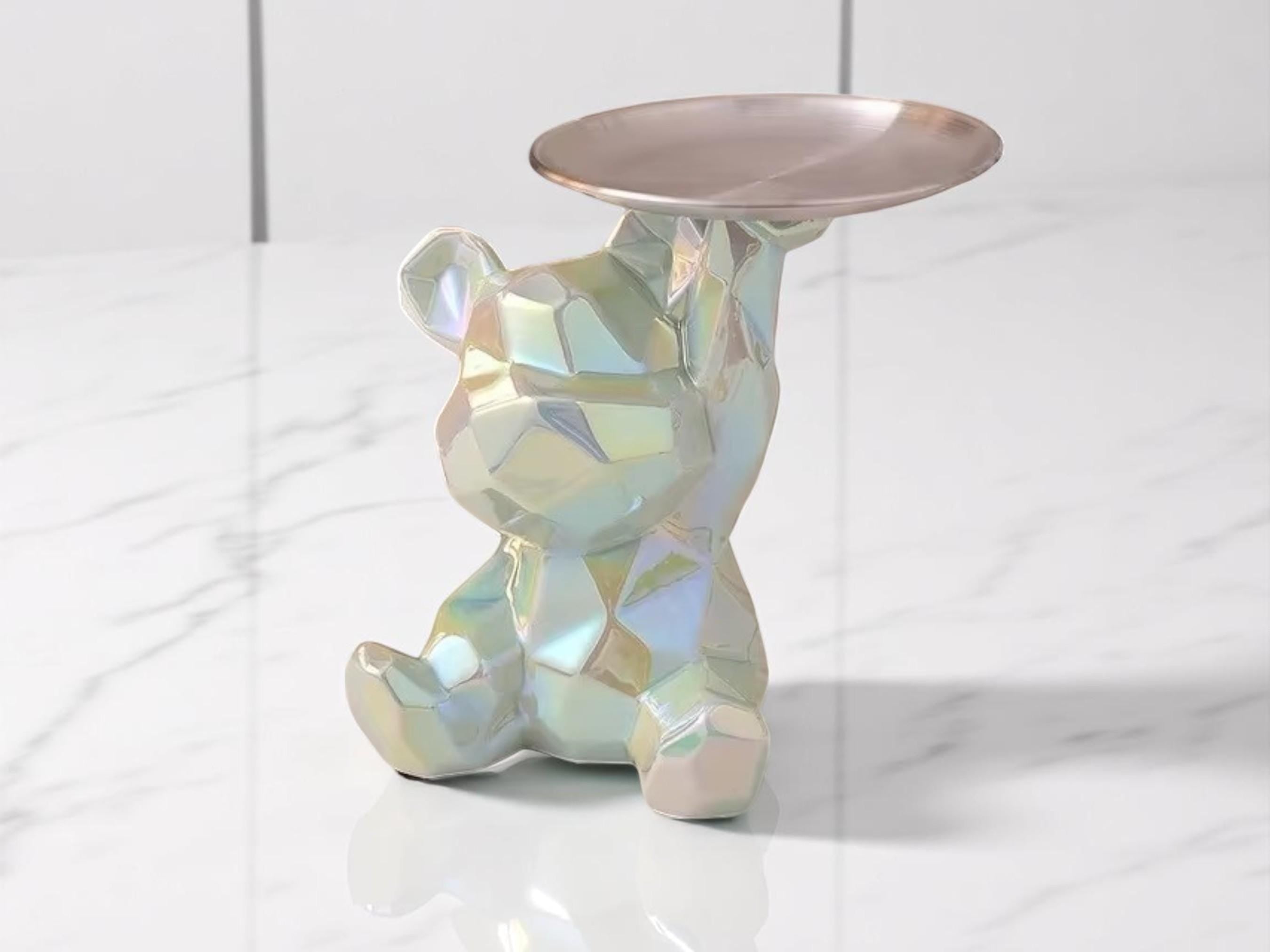 Geometric Bear Ceramic Tray, Modern Storage Dish, Coin Holder, Desk Organizer