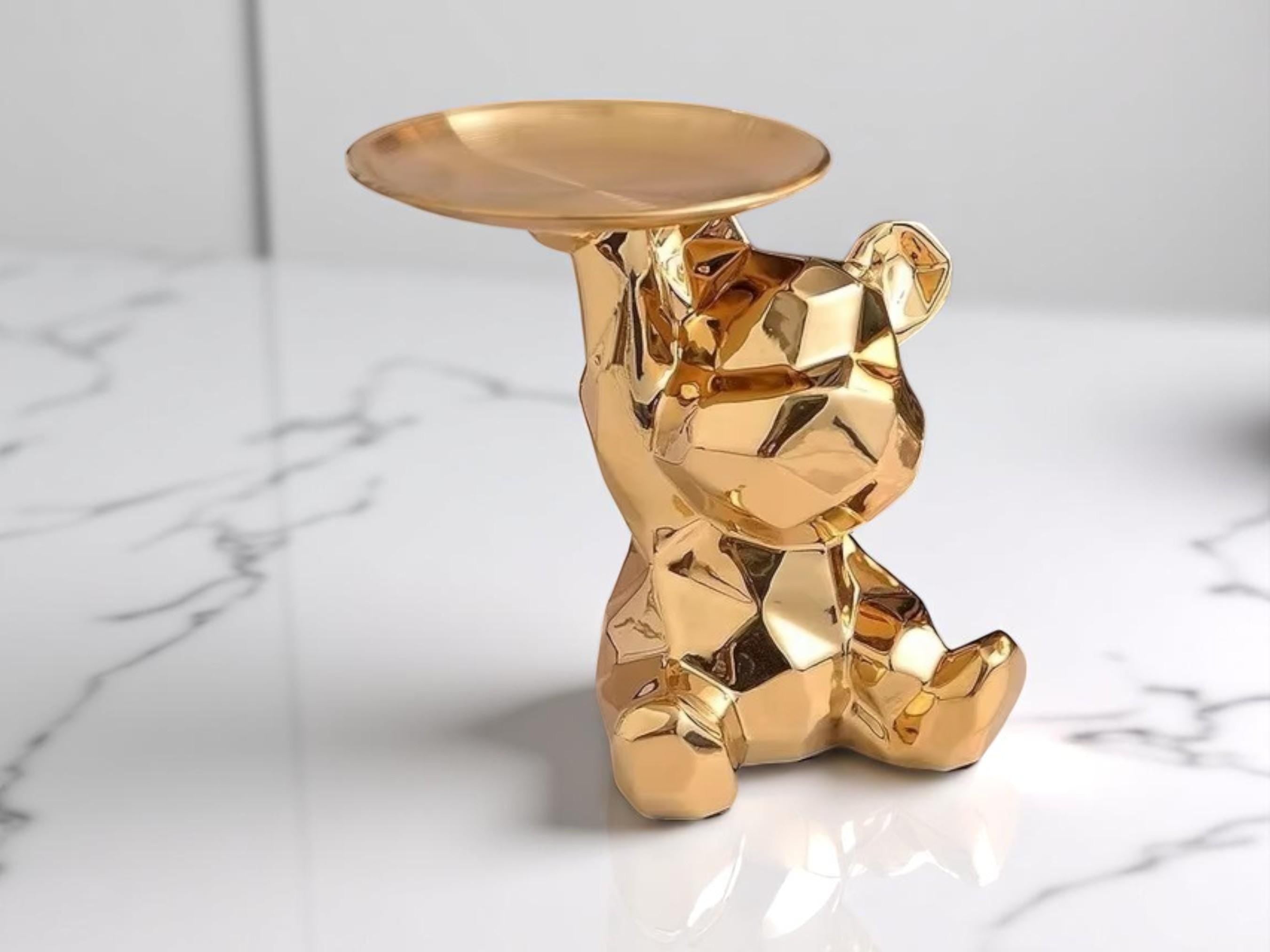 Geometric Bear Ceramic Tray, Modern Storage Dish, Coin Holder, Desk Organizer