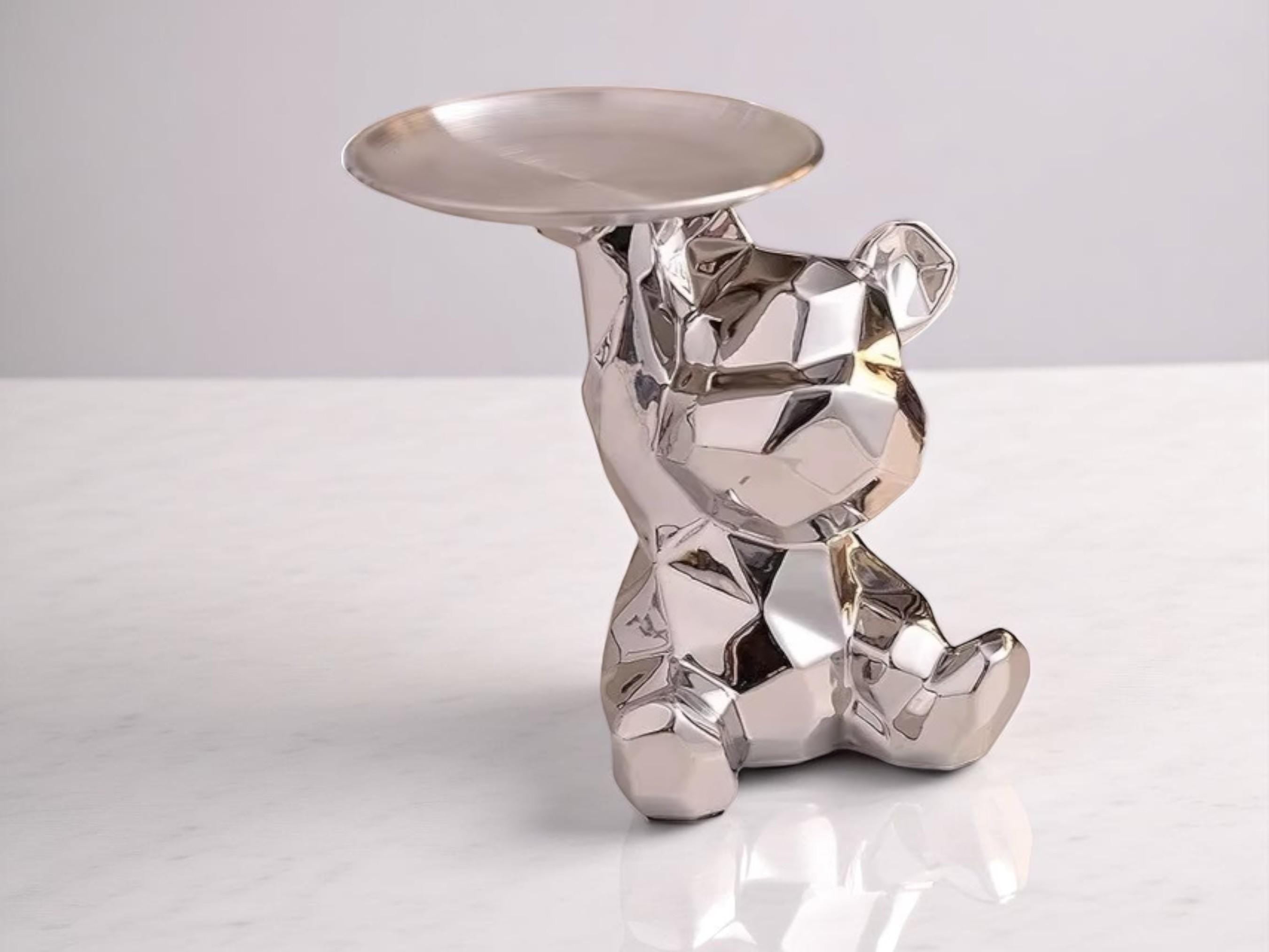 Geometric Bear Ceramic Tray, Modern Storage Dish, Coin Holder, Desk Organizer