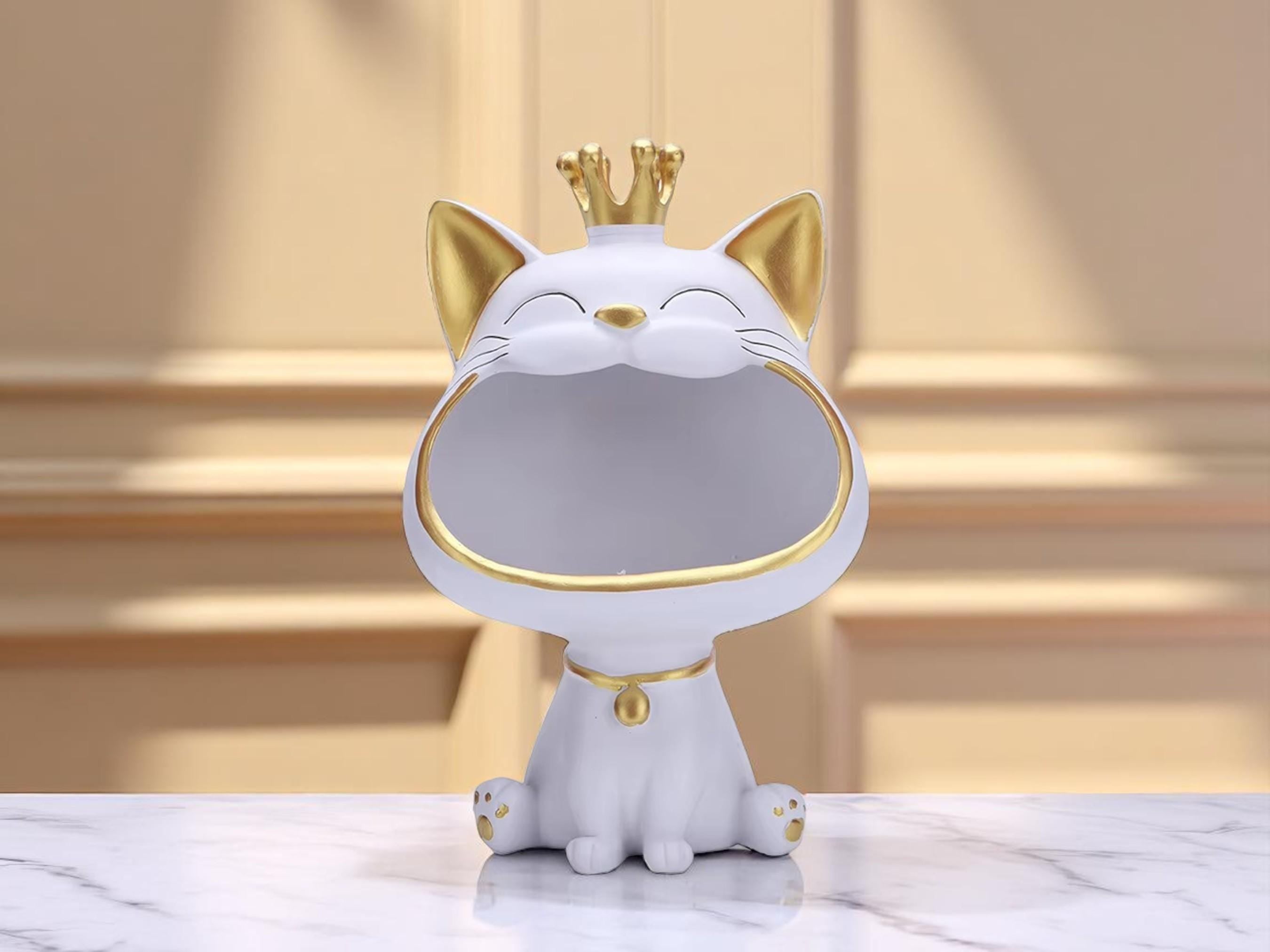 Resin Bulldog Storage Tray: Playful Dog Desk Organizer