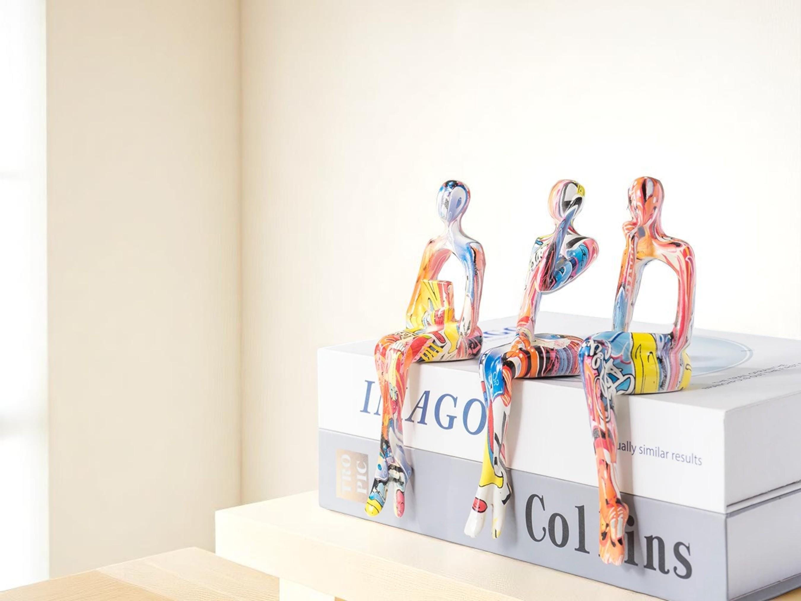 Abstract Resin Graffiti Sculpture, Modern Art Figurine, Colorful Shelf Decor