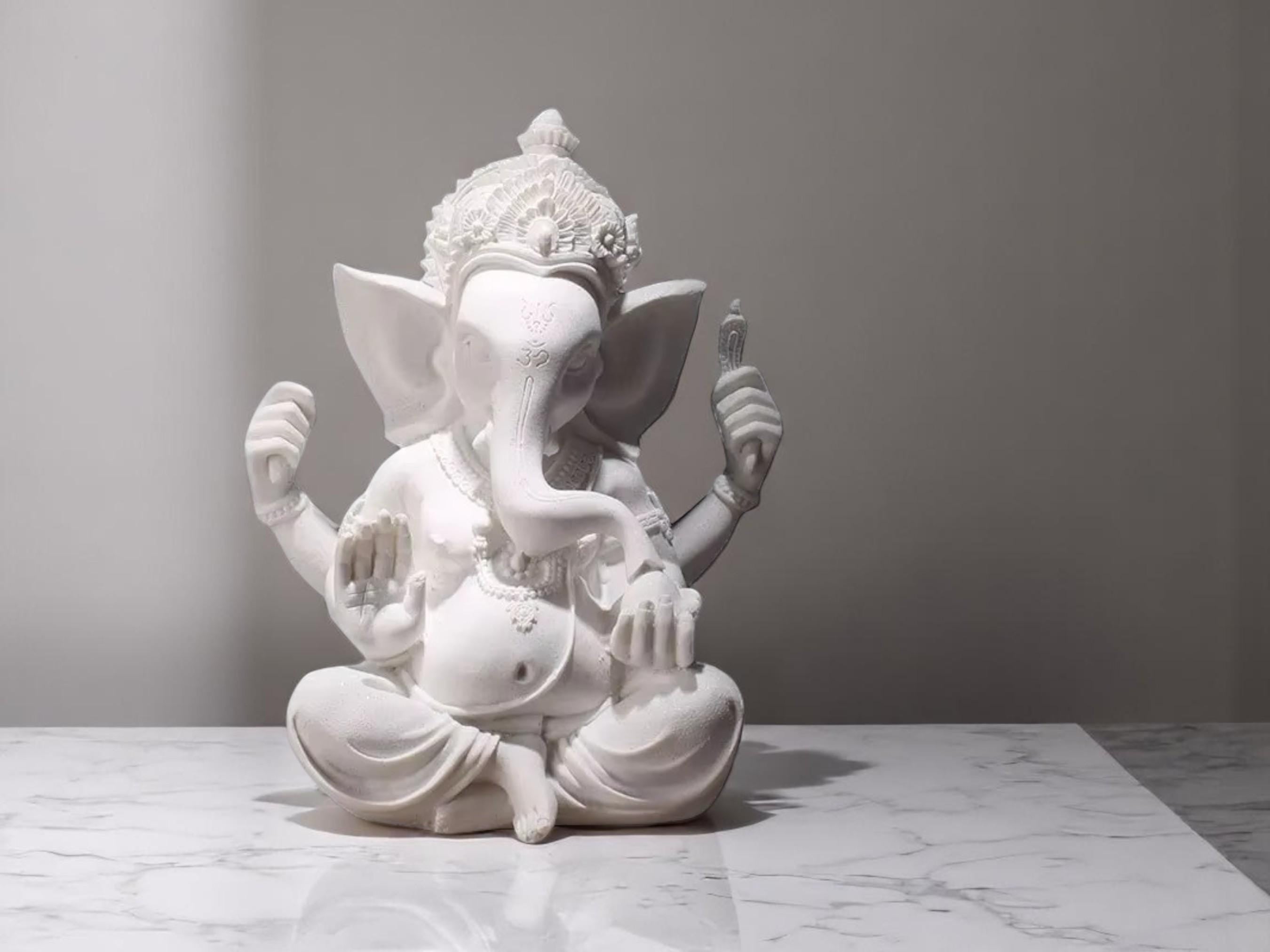 Hindu Ganesha Statue, Ganpati Sculpture, Sandstone Altar Decor, Meditation Room Spiritual Ornament