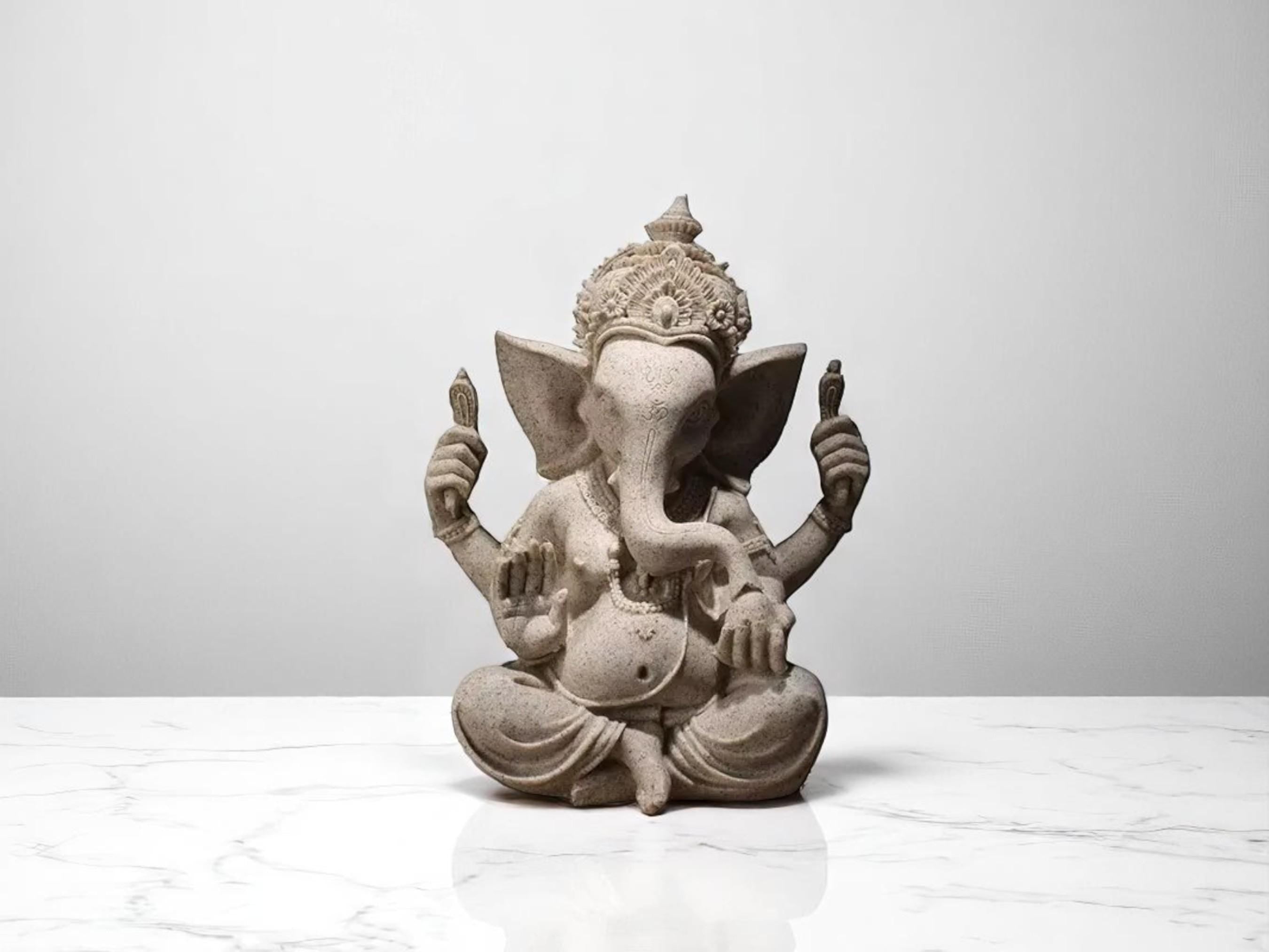 Hindu Ganesha Statue, Ganpati Sculpture, Sandstone Altar Decor, Meditation Room Spiritual Ornament
