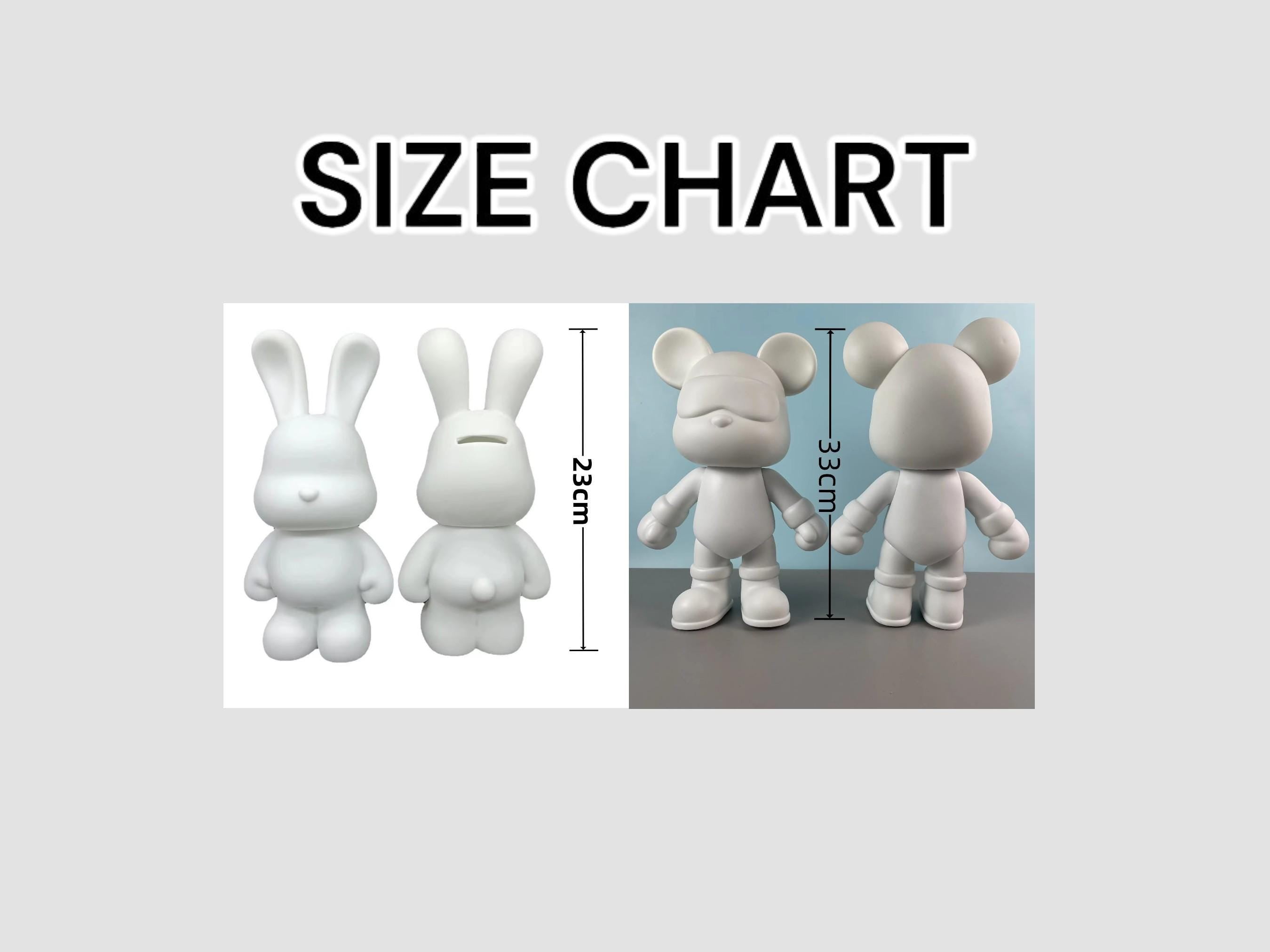 Vinyl Rabbit Bear Figurine, DIY Animal Craft, Modern Home Decor