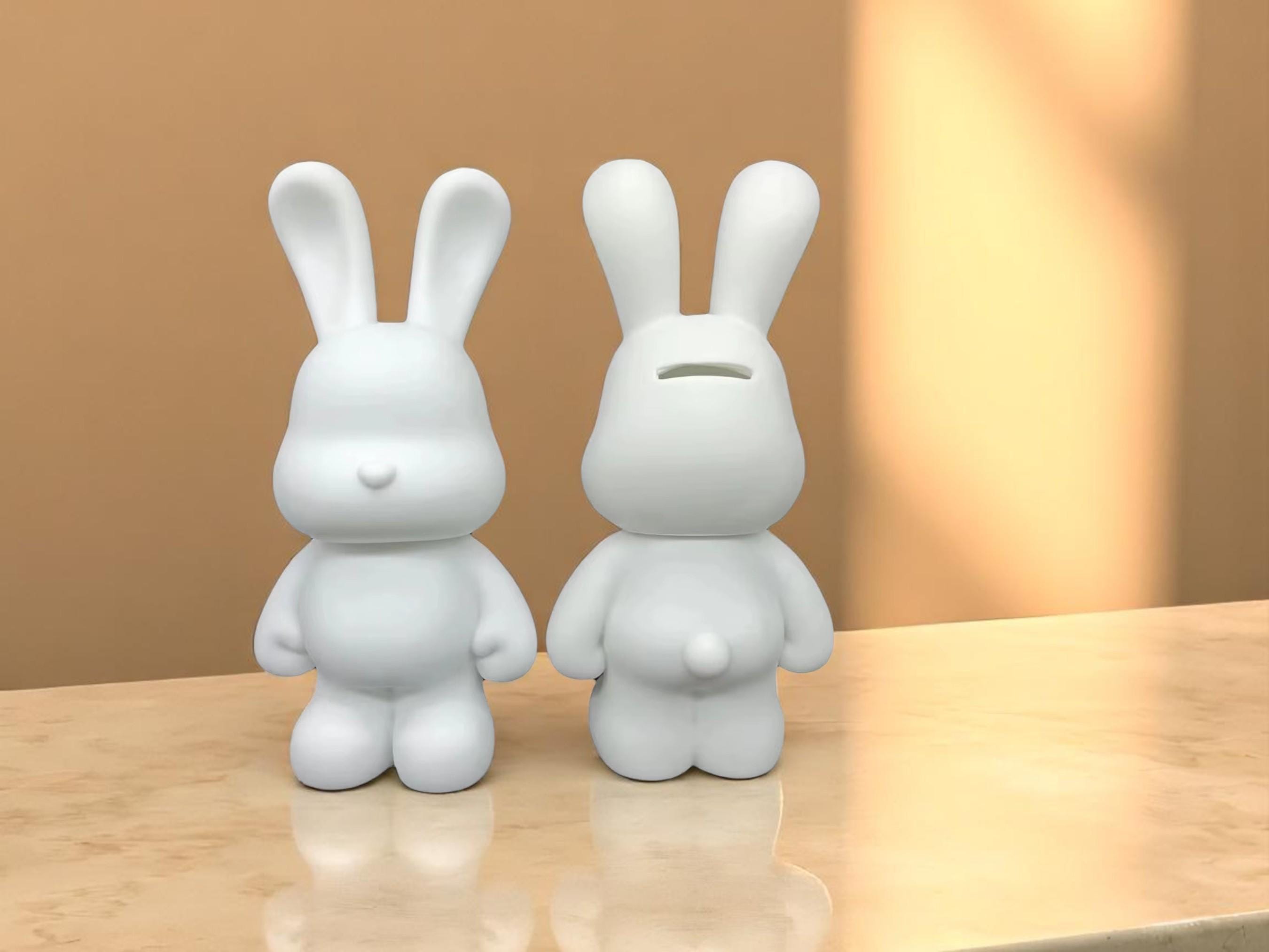 Vinyl Rabbit Bear Figurine, DIY Animal Craft, Modern Home Decor