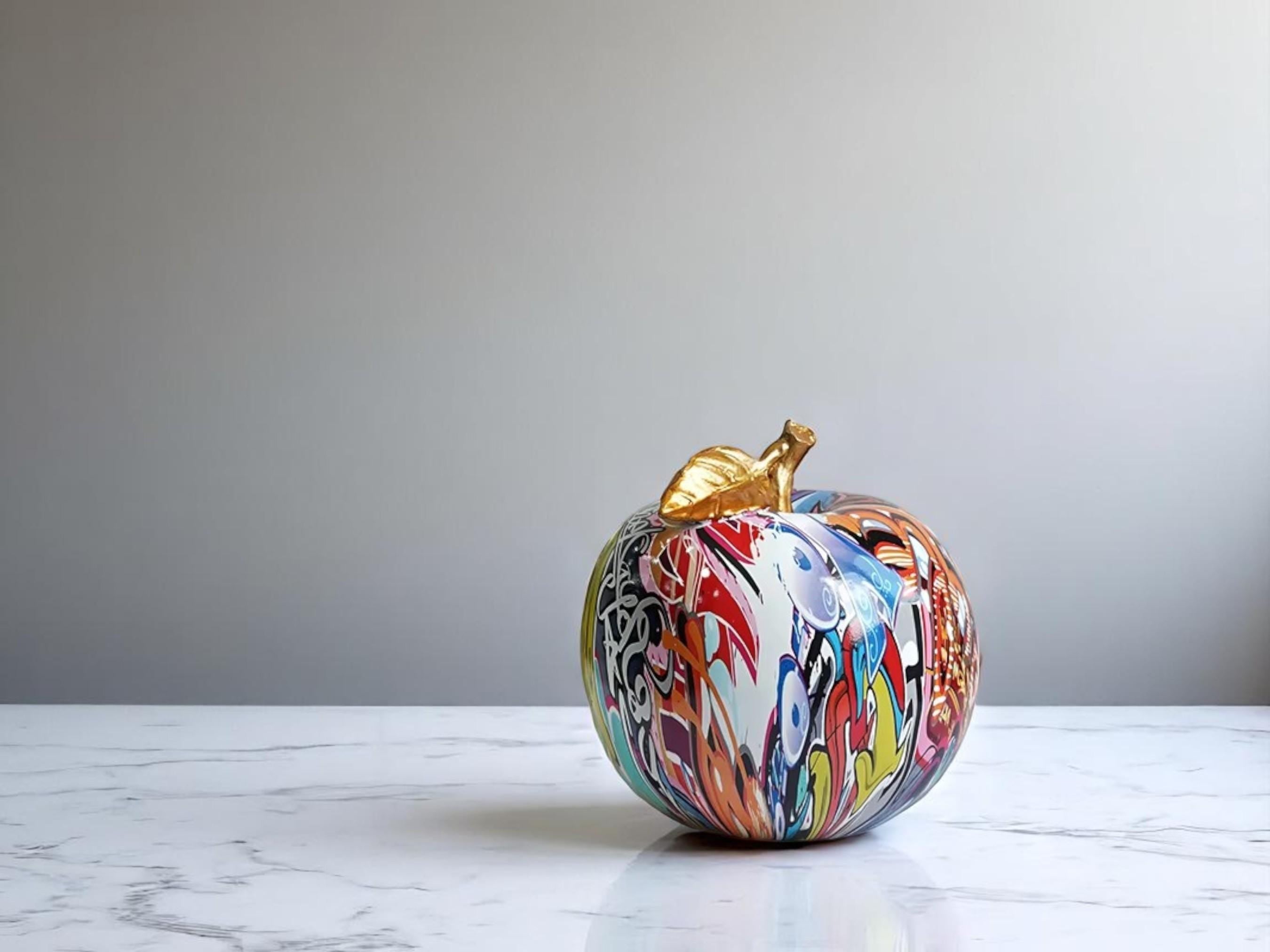 Colorful Resin Fruit Decor, Abstract Graffiti Art Ornament, Modern Home Decoration