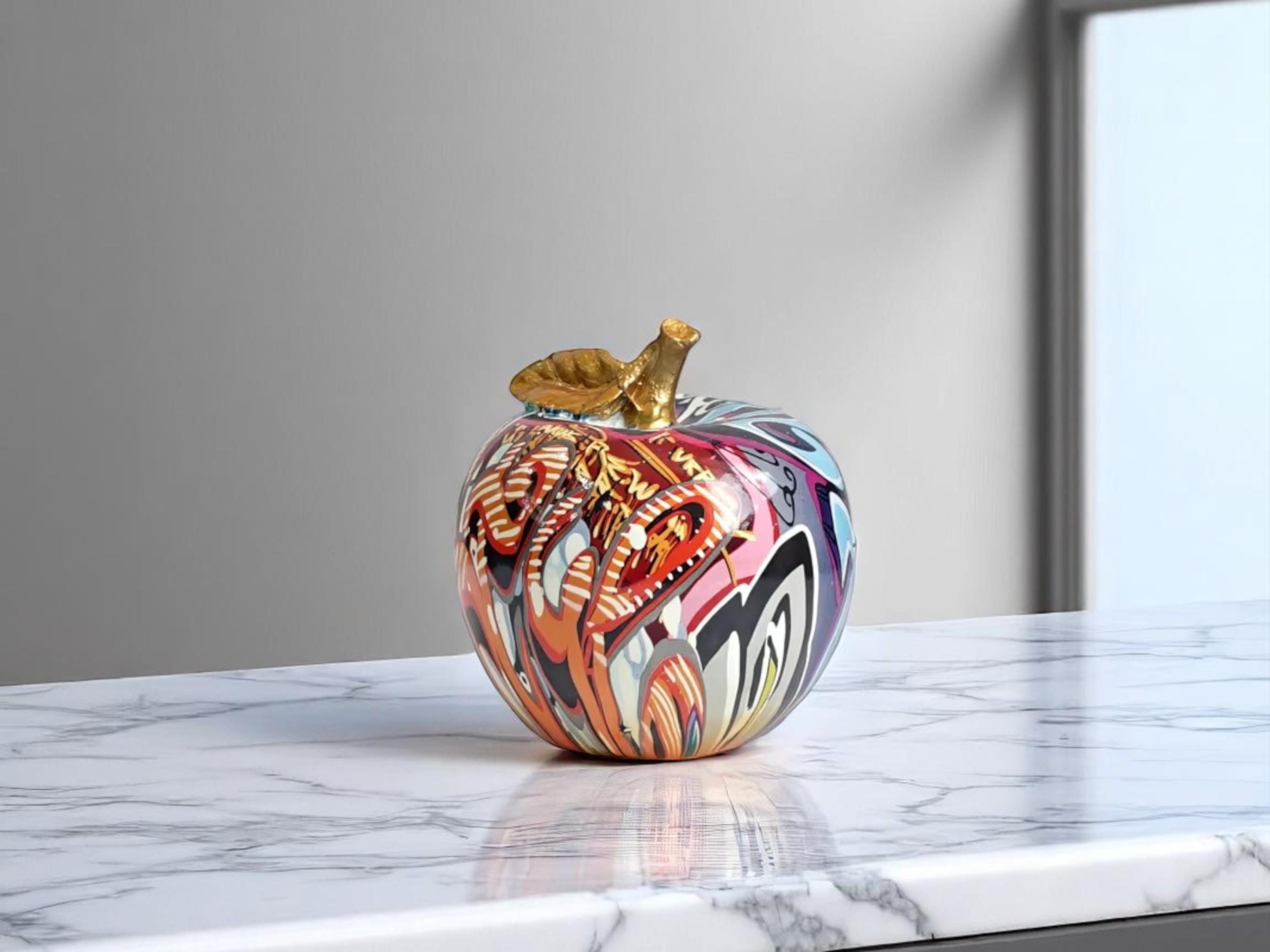 Colorful Resin Fruit Decor, Abstract Graffiti Art Ornament, Modern Home Decoration