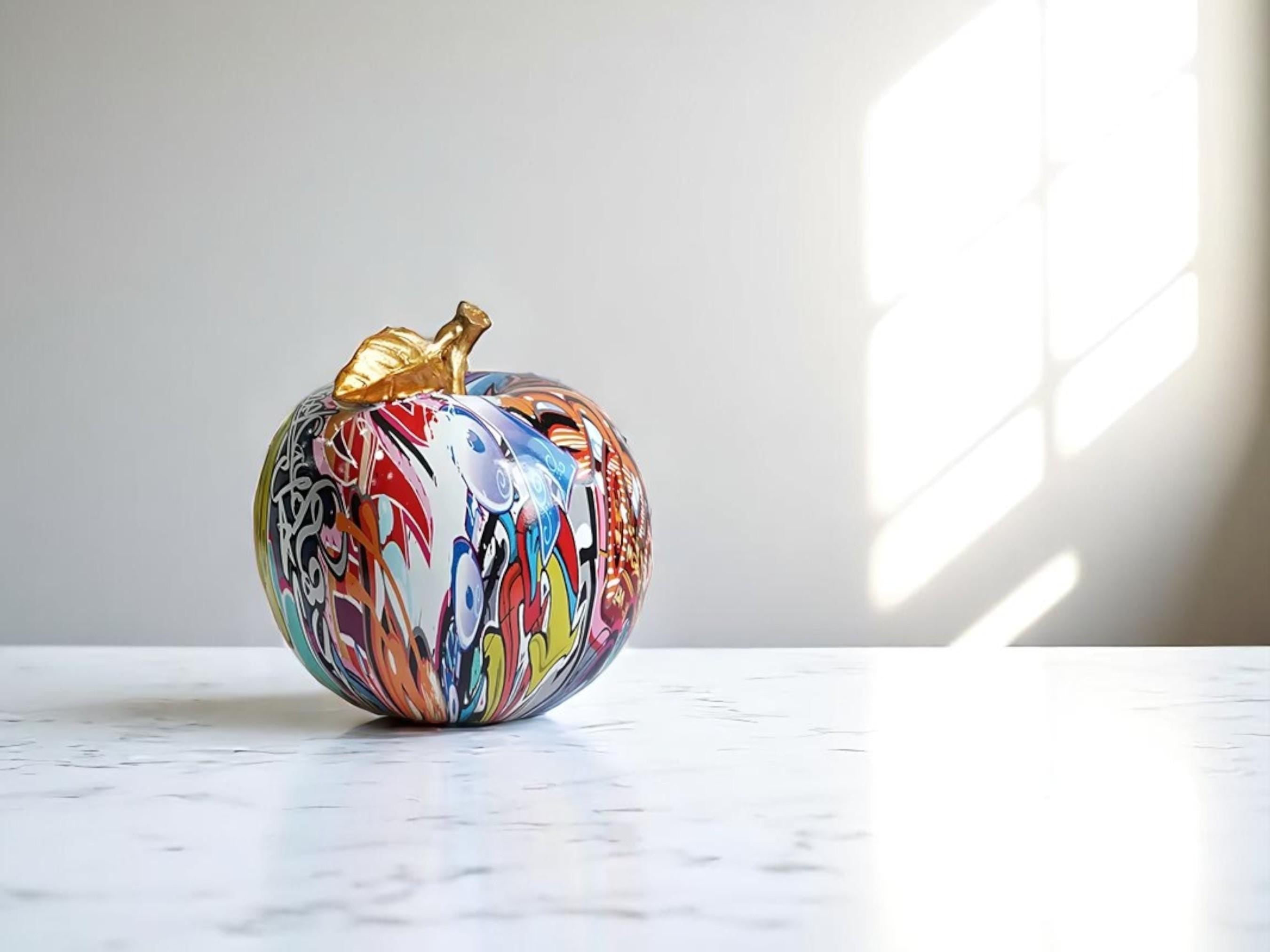 Colorful Resin Fruit Decor, Abstract Graffiti Art Ornament, Modern Home Decoration