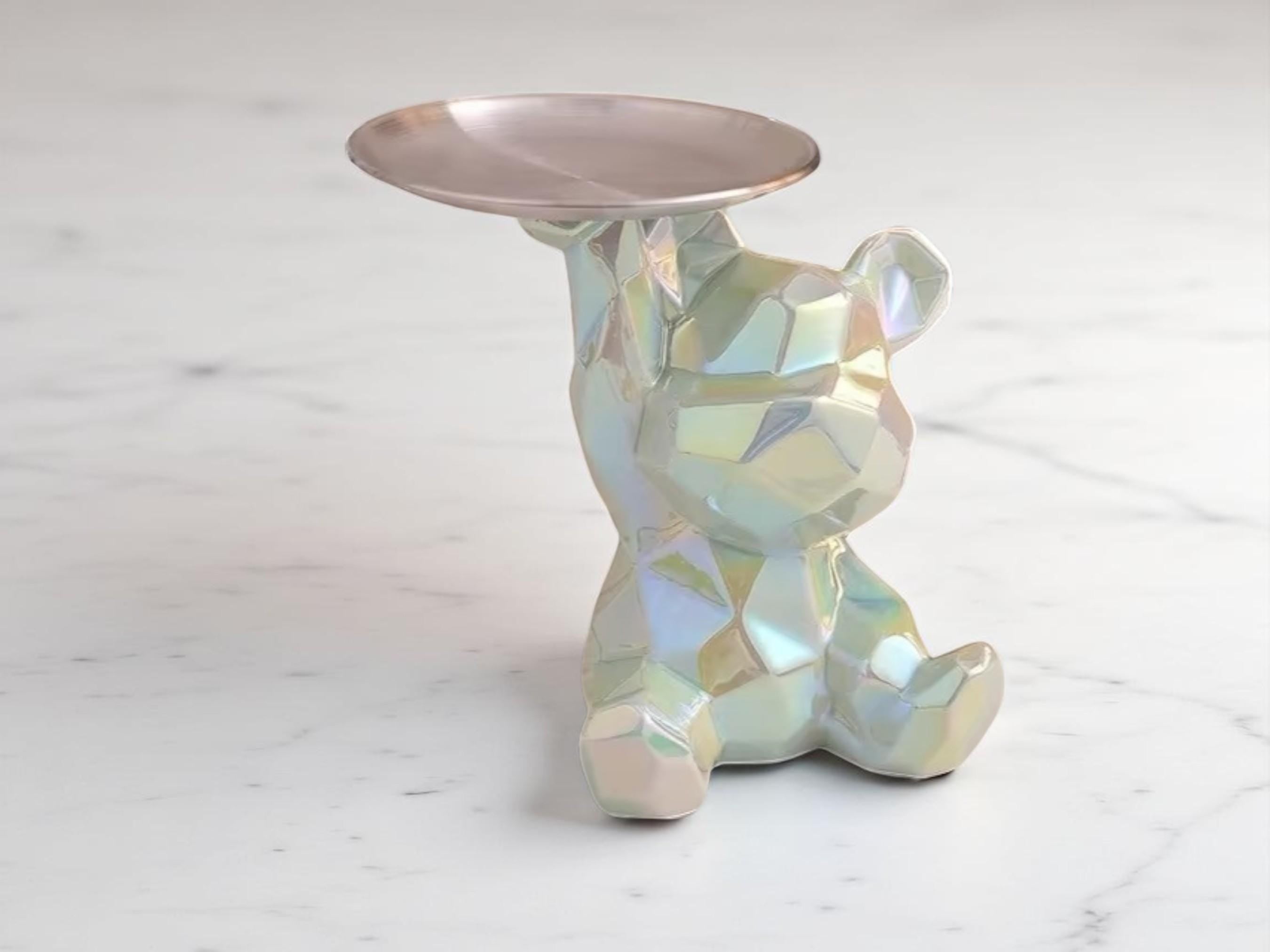 Geometric Bear Ceramic Tray, Modern Storage Dish, Coin Holder, Desk Organizer