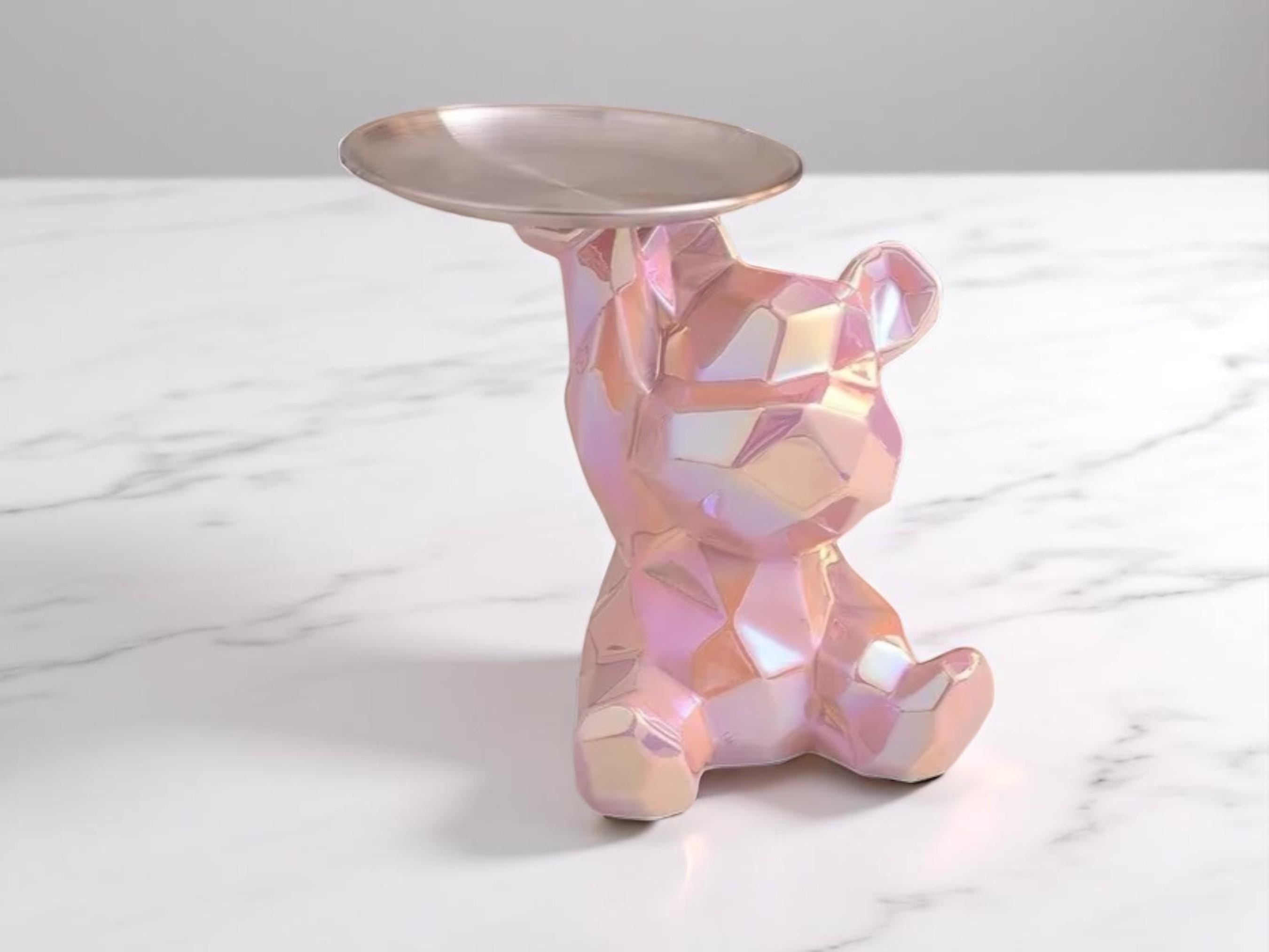 Geometric Bear Ceramic Tray, Modern Storage Dish, Coin Holder, Desk Organizer