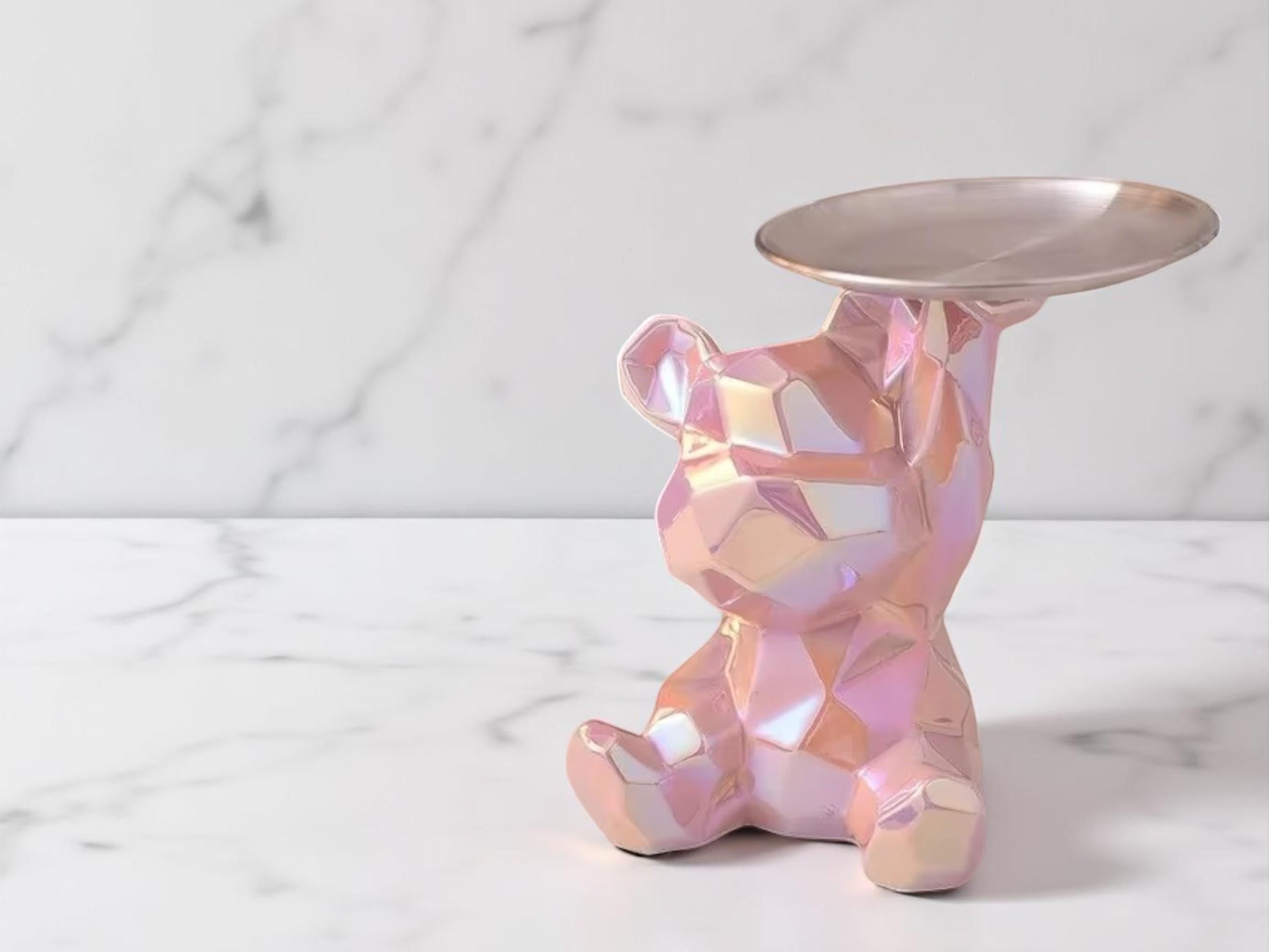 Geometric Bear Ceramic Tray, Modern Storage Dish, Coin Holder, Desk Organizer