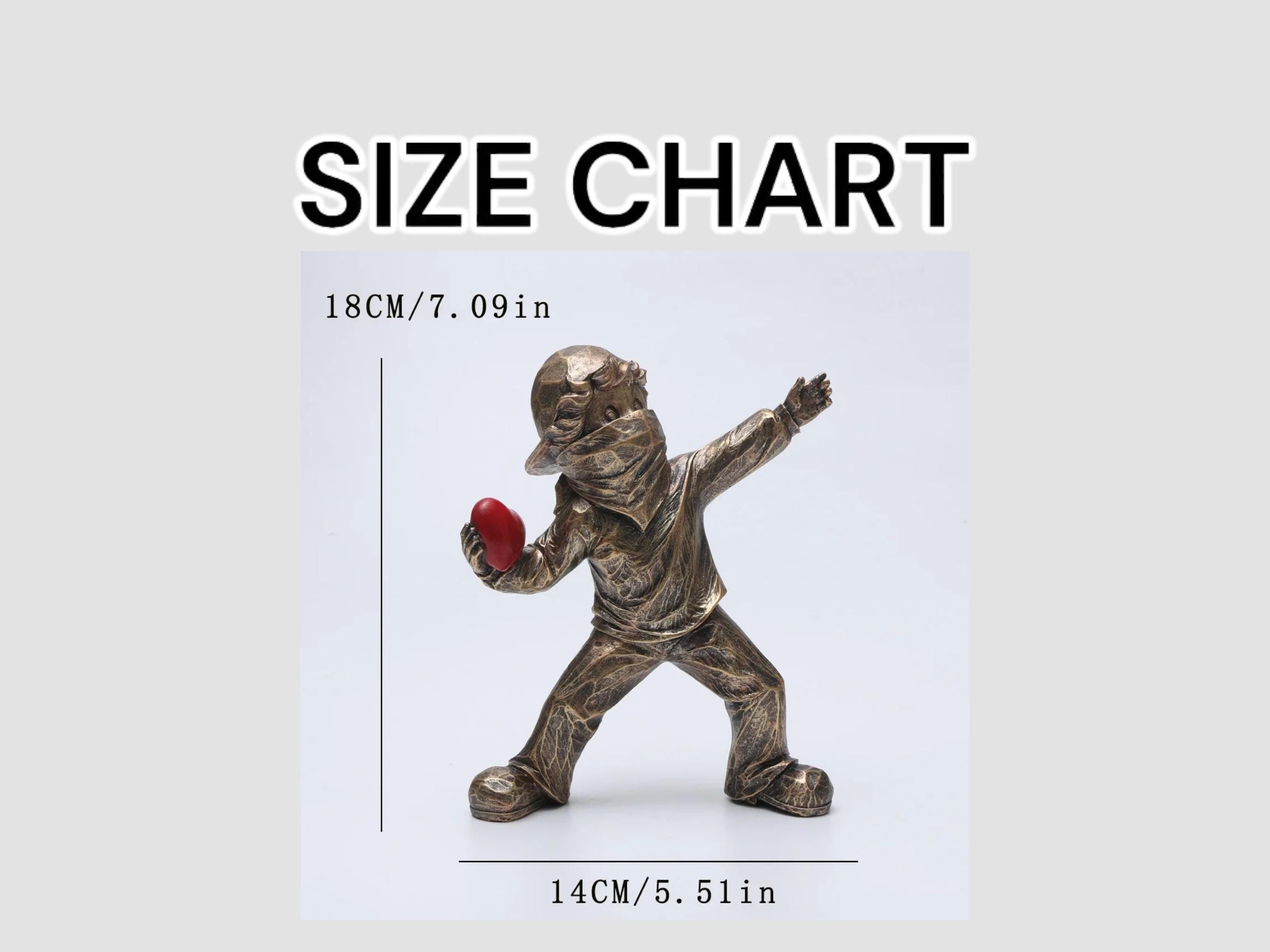 Resin Art Sculpture, Love Figurine, Masked Child with Heart Modern Home Decor